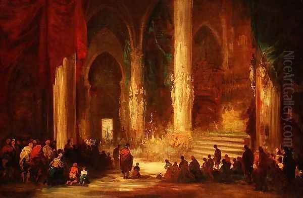 Procession in a Cathedral, c.1860 Oil Painting by Eugenio Lucas Velazquez