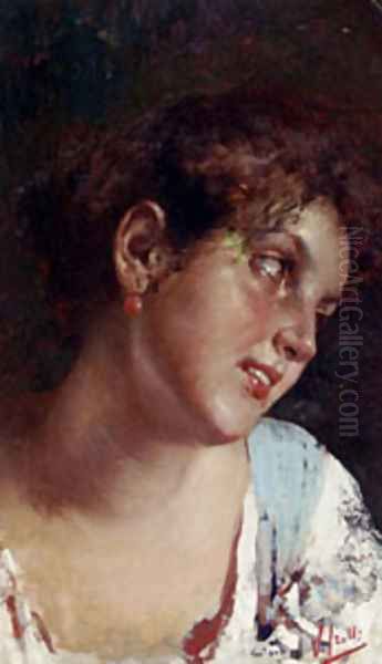 Portrait Of A Young Girl Oil Painting by Irolli Vincenzo