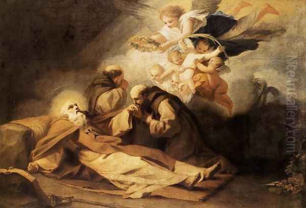 The Death of St Anthony the Hermit Oil Painting by Antonio Viladomat Y Manalt