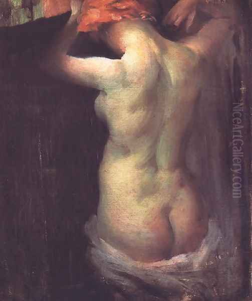 Standing Nude c. 1900 Oil Painting by Janos Vaszary