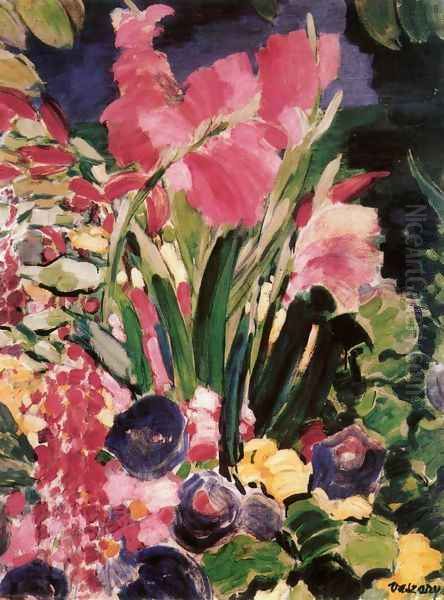 Gladioli 1938 Oil Painting by Janos Vaszary