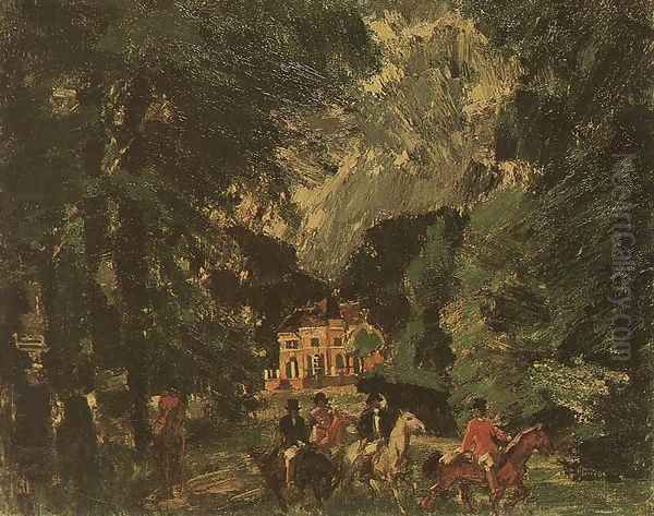 Riders in the Park 1919 Oil Painting by Janos Vaszary