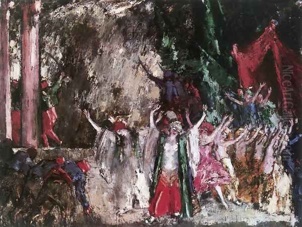 Theatrical Scene Finale 1923 Oil Painting by Janos Vaszary