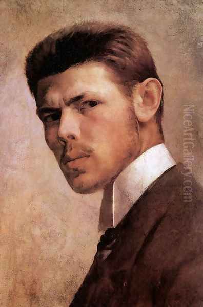 Self-portrait 1887 Oil Painting by Janos Vaszary