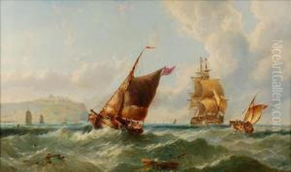 Off The Coast,probably Whitby Oil Painting by John Callow