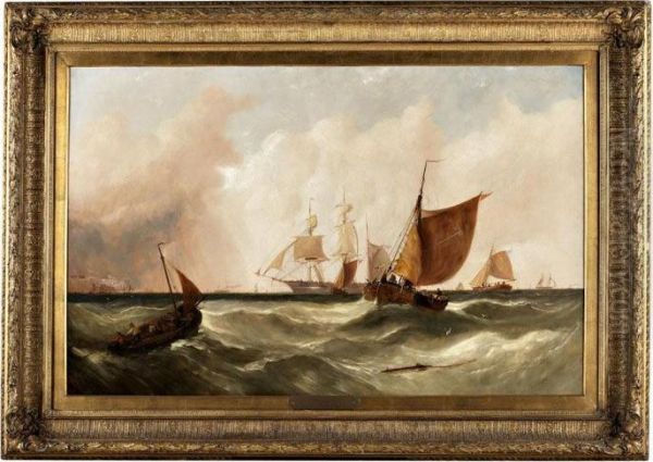 A Barque Hove-to Off Ransgate Waiting For A Pilot Oil Painting by John Callow