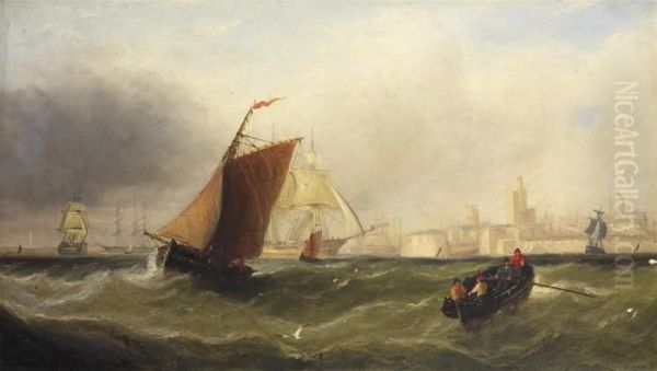 A Fresh Breeze Off Portsmouth Harbour Oil Painting by John Callow