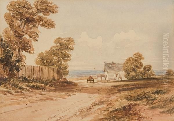 Landscape With Horse And Cart Before A Cottage Oil Painting by John Callow