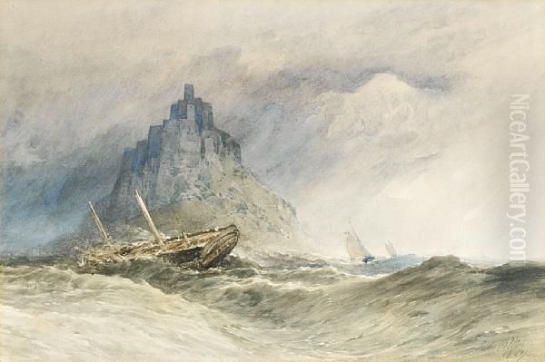 Ships On A Stormy Sea Oil Painting by John Callow