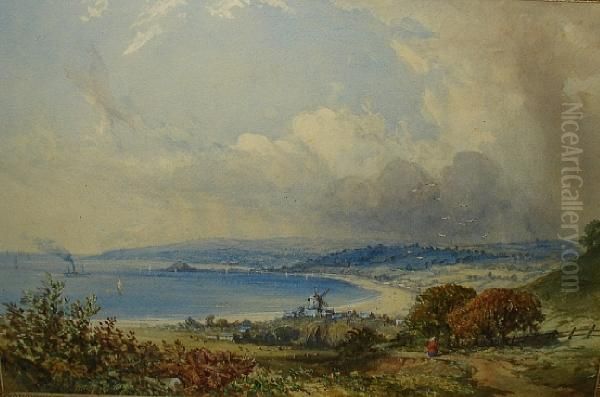 Panoramic View Of St Aubin's Bay Oil Painting by John Callow