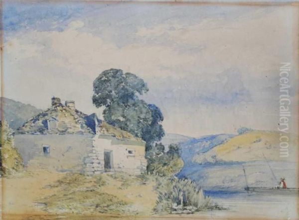 A Cottage Bya Lake Oil Painting by John Callow