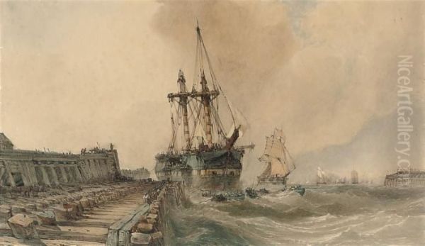 Towing In The Derelict Oil Painting by John Callow