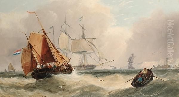 Shipping In Heavy Sea Oil Painting by John Callow