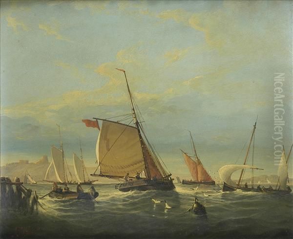 Fishing Fleet In Anestuary Oil Painting by John Callow