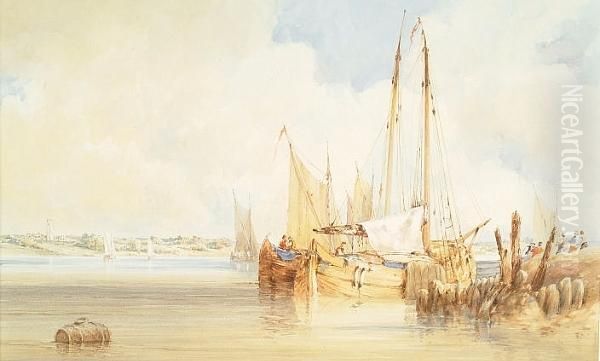 Boats At Southwold, Nr Blythburgh Oil Painting by John Callow