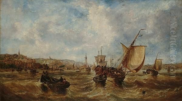 'a Stiff Breeze, Bologne' And 'off Tranmere R. Mersey' Oil Painting by John Callow