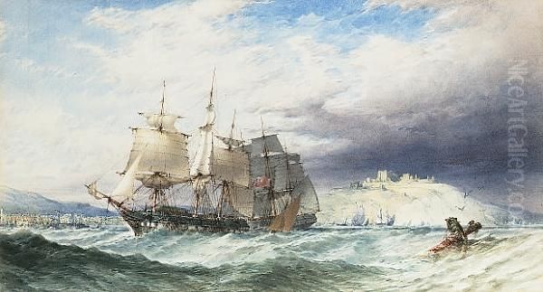 Shipping Off The Dover Coast Oil Painting by John Callow