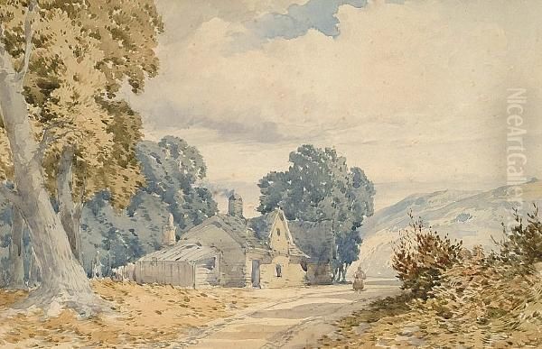 Cottage In A Rural Landscape Oil Painting by John Callow