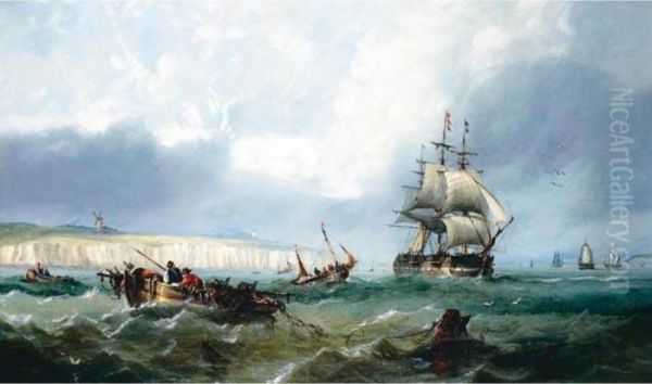 A Breezy Morning Off Broadstairs, North Foreland Oil Painting by John Callow