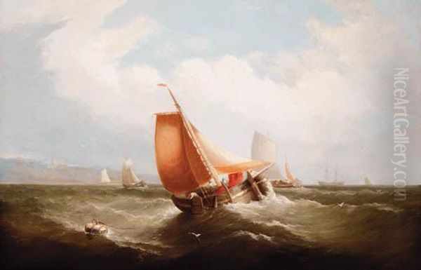 Barges Heading Out To Sea Oil Painting by John Callow