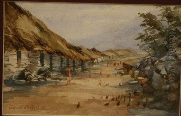 Thatched Cottages Oil Painting by William Callow