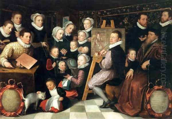 The Artist Painting, Surrounded by his Family Oil Painting by Otto van Veen