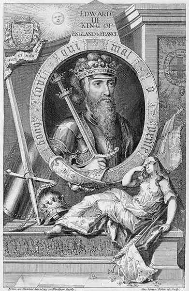 Edward III 1312-77 King of England from 1327, after a painting in Windsor Castle, engraved by the artist Oil Painting by George Vertue