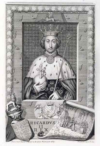 Richard II 1367-1400 King of England 1377-99, after a painting in Westminster Abbey, engraved by the artist Oil Painting by George Vertue