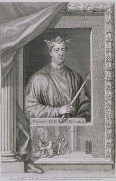 Henry II 1133-89 King of England from 1154, from the effigy on his monument at Fontevrault in Anjou, engraved by the artist Oil Painting by George Vertue