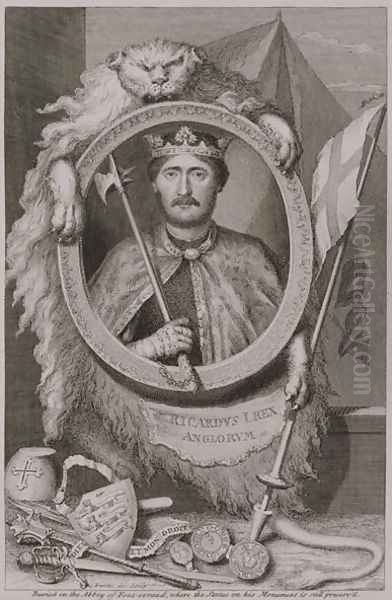 Richard I Coeur de Lion 1157-99 King of England from 1189, from his effigy on his monument in Fontevrault, engraved by the artist Oil Painting by George Vertue