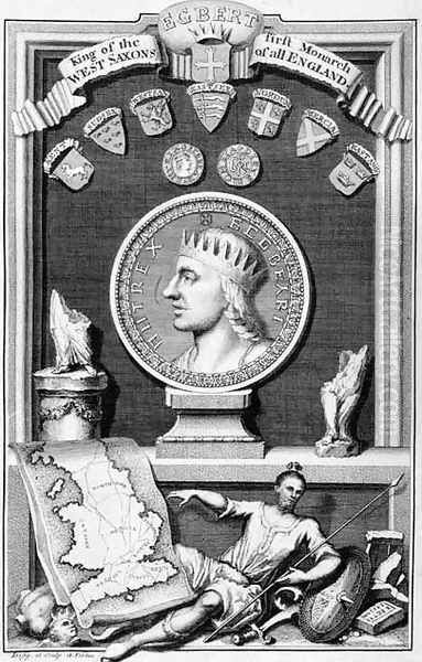 Egbert d.839 King of the West Saxons, First Monarch of all England, engraved by the artist by George Vertue