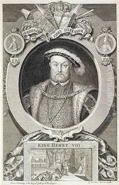 Henry VIII 1491-1547, after a painting in the Royal Gallery at Kensington Oil Painting by George Vertue