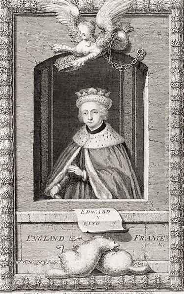 Edward V 1470-83 King of England in 1483, after a portrait in a book, engraved by the artist Oil Painting by George Vertue