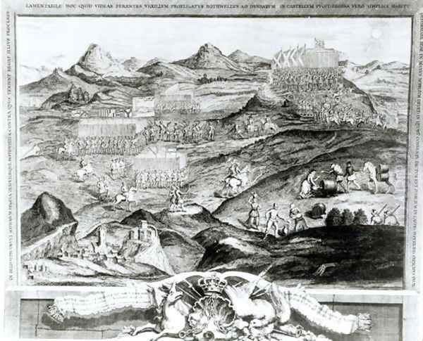 The Battle Array of Carberry Hill near Edinburgh with the Surrender of Mary, Queen of Scots to the Confederate Lords of Scotland and the Escape of Earl Bothwell in 1567, engraved by the artist, 1743 Oil Painting by George Vertue