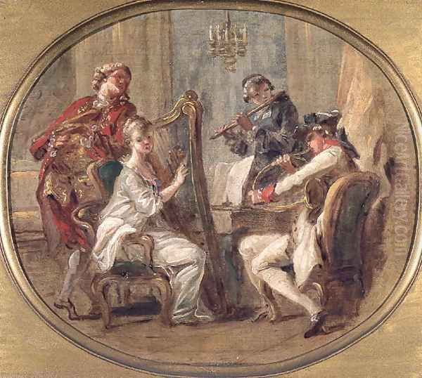 Concert with Four Figures, c.1774 Oil Painting by Francois-Andre Vincent