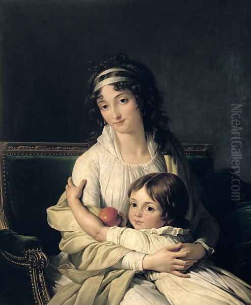 Portrait presumed to be Madame Jeanne-Justine Boyer-Fonfrede and her son, Henri Oil Painting by Francois-Andre Vincent