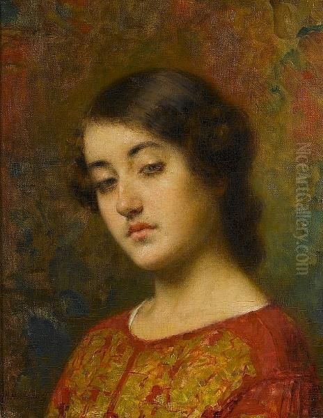 Contemplation Oil Painting by Alexei Alexeivich Harlamoff