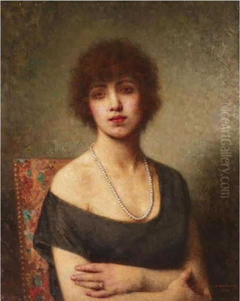 Portrait Of A Lady Oil Painting by Alexei Alexeivich Harlamoff