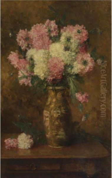 Vase Of Flowers Oil Painting by Alexei Alexeivich Harlamoff