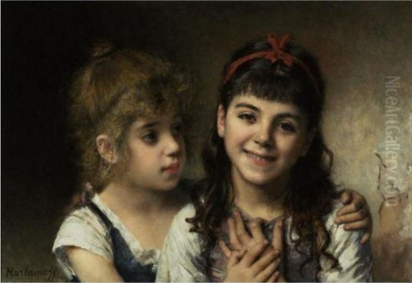 Sisters Oil Painting by Alexei Alexeivich Harlamoff