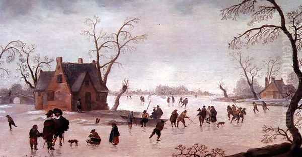 Winter Scene Oil Painting by Antoni Verstralen (van Stralen)