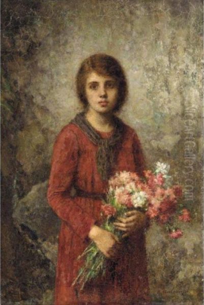 Portrait Of The Artist's Daughter Oil Painting by Alexei Alexeivich Harlamoff