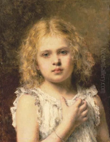 A Young Beauty Oil Painting by Alexei Alexeivich Harlamoff