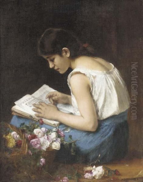 The Flower Girl Oil Painting by Alexei Alexeivich Harlamoff