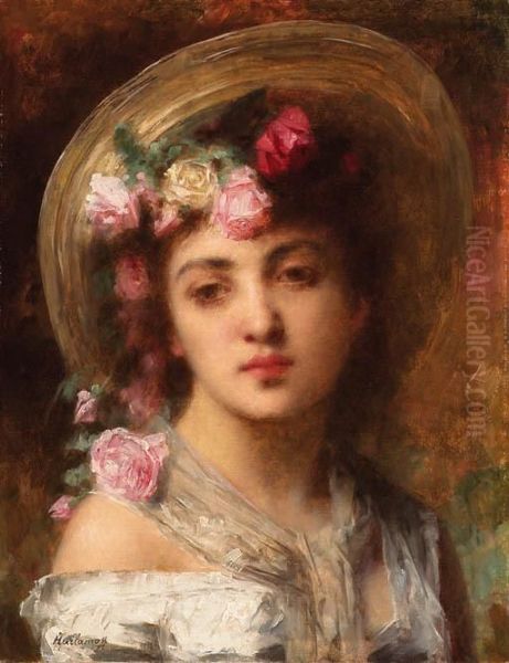 The Flower Girl Oil Painting by Alexei Alexeivich Harlamoff