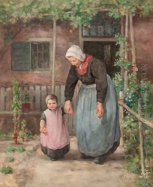 Her first steps Oil Painting by Hendrik Valkenburg