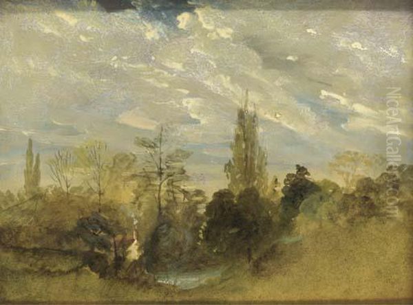 A Cottage In A Wooded River Landscape Oil Painting by Thomas Gainsborough