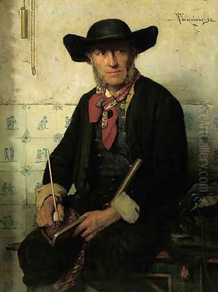 Portrait of a Drentse herder Oil Painting by Hendrik Valkenburg