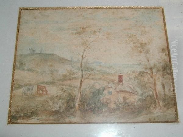 Cattle By A Cottage In An Extensive Landscape Oil Painting by Thomas Gainsborough