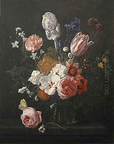 A Bouquet of Flowers in a Crystal Vase 1662 by Nicolaes van Veerendael